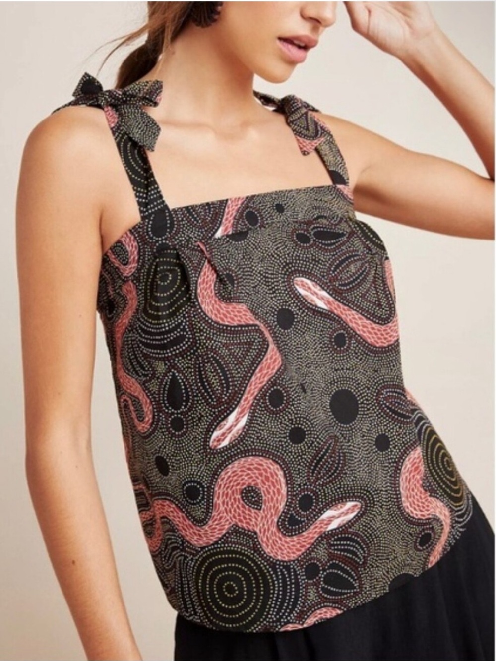 Corey Lynn Calter by Anthropologie Tie-Shoulder Ibiza Snake Top Size XS